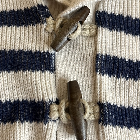 Baby Gap Shawl Collar Striped Cardigan Toddler 3 years blue Organic Cotton - Picture 3 of 12